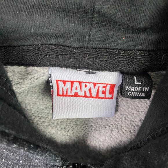 Deadpool Hoodie Men's Large Fits Like a Medium Marvel Comics Full Zip Up Gray - Picture 7 of 11